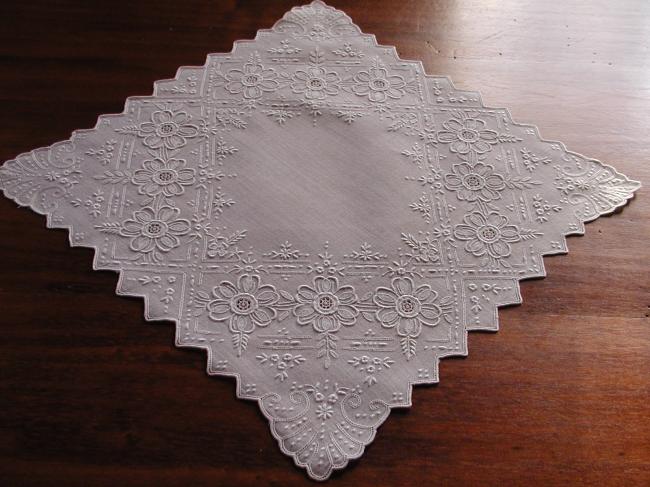 Gorgeous handkerchief with lavish hand made embroideries