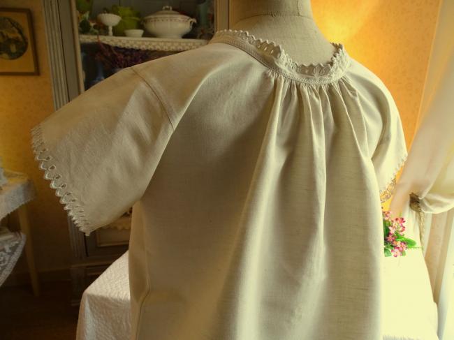 Très belle chemise de nuit en lin avec bordure festonnée à la main 1900 n°1