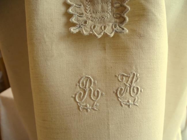 Très belle chemise de nuit en lin avec bordure festonnée à la main 1900 n°2