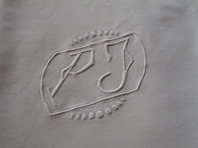 Lovely metis sheet with monogram PJ.