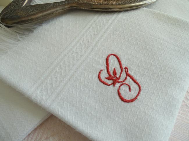 Belle Série de 6 serviettes essuie-main en nid d'abeille, monogramme G
