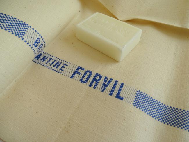 Rare essuie-main de barbier en toile de lin de la marque FORVIL