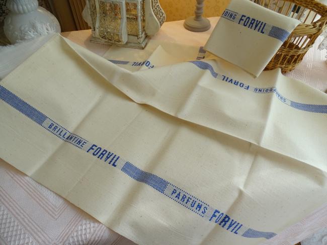 Rare essuie-main de barbier en toile de lin de la marque FORVIL