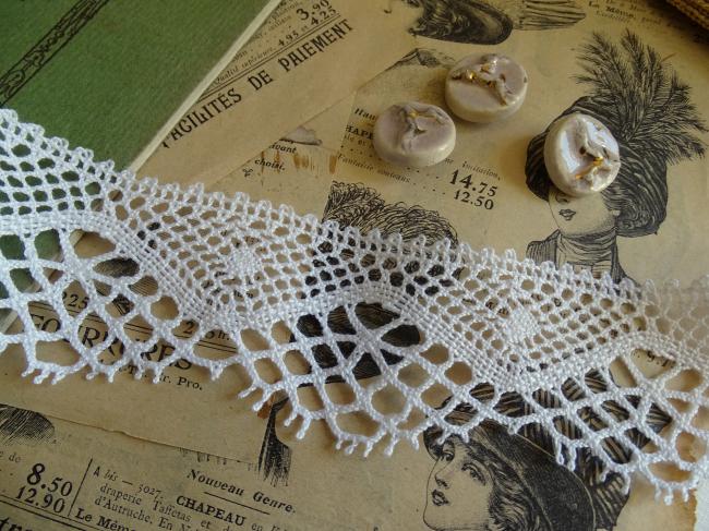 Coupon de dentelle à picots en coton de couleur blanche (3,35m x 45mm)