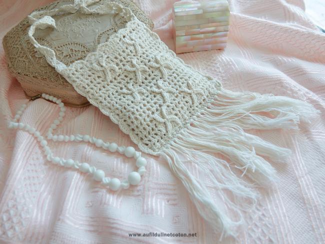 Pretty little handmade crochet lace bag 1930