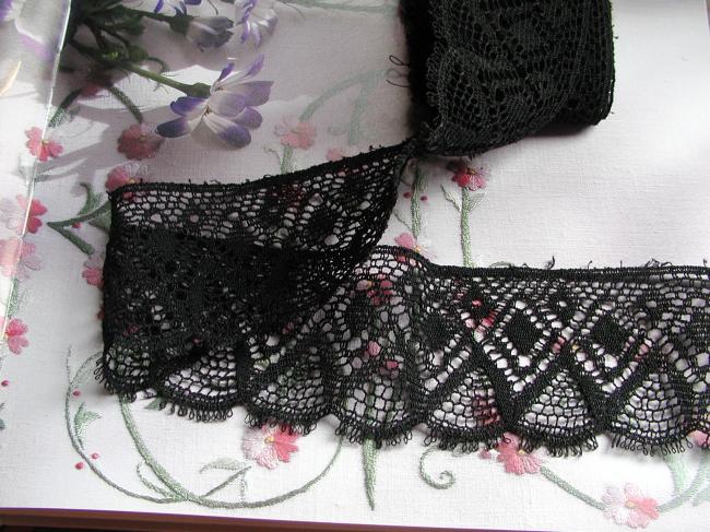 Lovely bobbin black lace 19th century