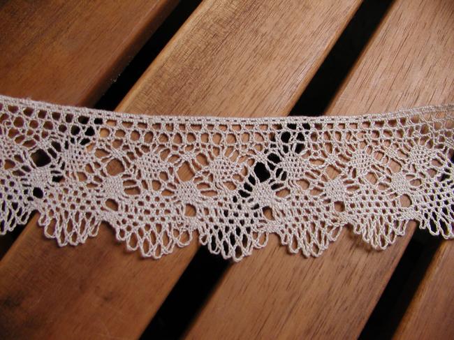 Pale cream bobbin hand made lace, long length.