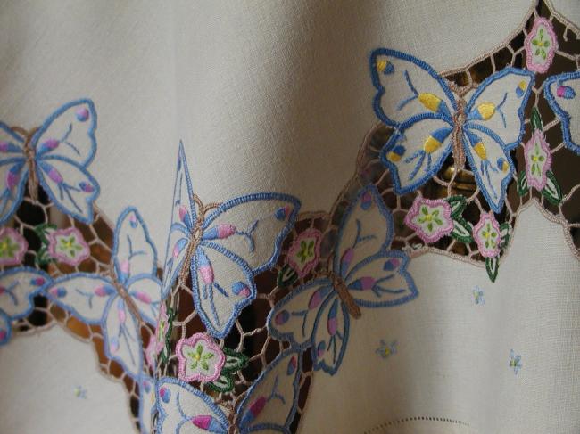 Stunning colorful Madeira tablecloth with lots of butterflies