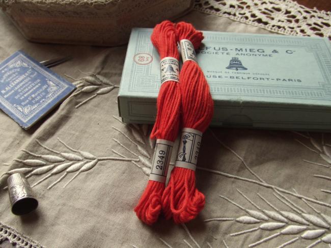 Echeveau coton rotors à broder  DMC, n°4 rouge orangé (nuance n°2349)