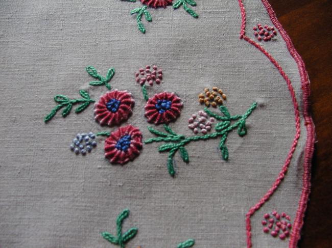 Really beautiful oval table centre with embroidered basket of flowers