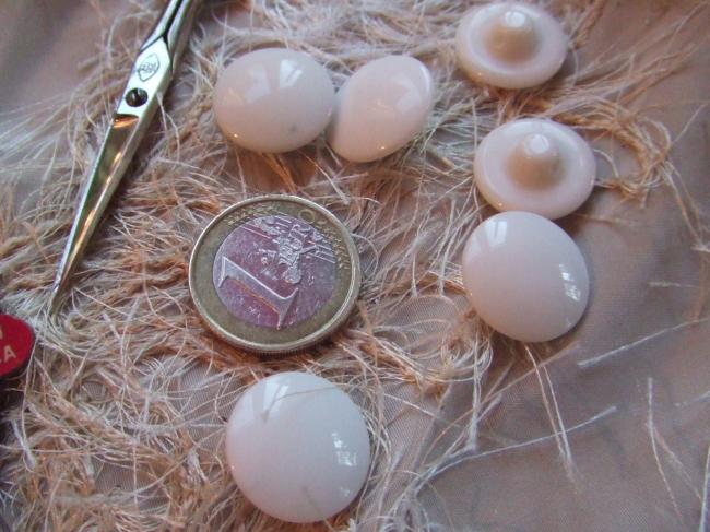 Boutons en forme de champignon bombé en porcelaine blanche brilllant (taille 13)