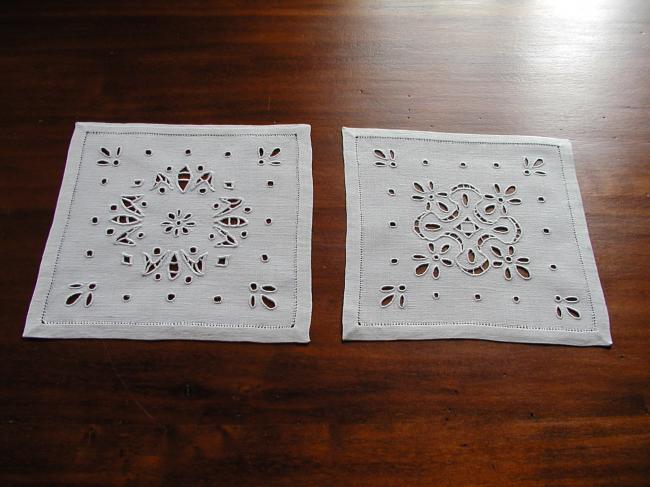  2 Lovely hand made Richelieu embroidered doilies