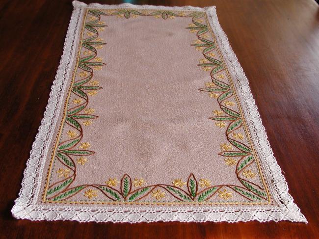 Lovely runner with spring colour embroideries