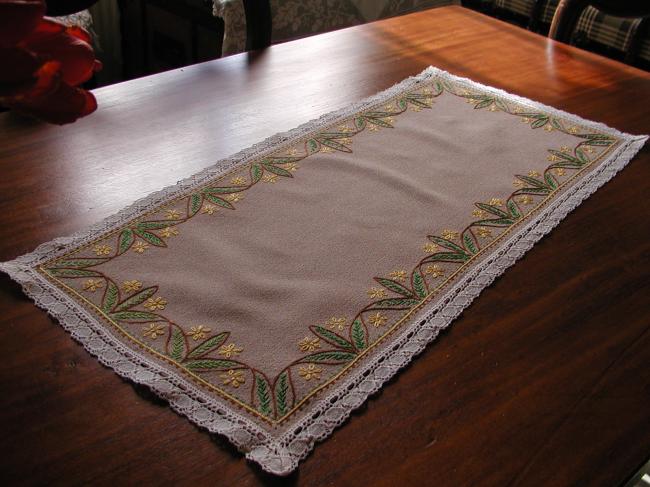 Lovely runner with spring colour embroideries