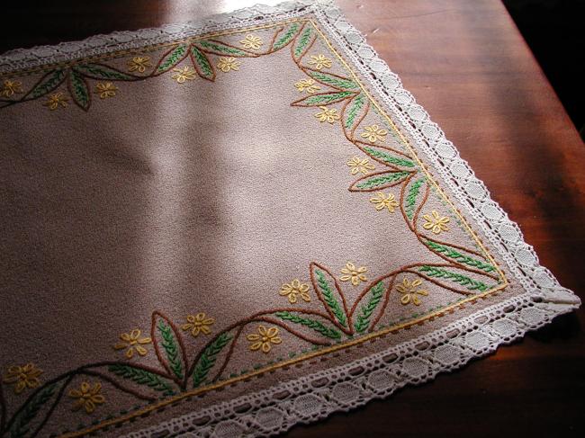 Lovely runner with spring colour embroideries