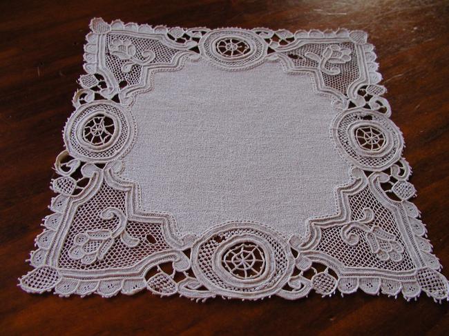 3 lovely Venezia lace edging doilies 1900