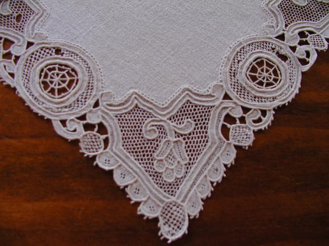 3 lovely Venezia lace edging doilies 1900