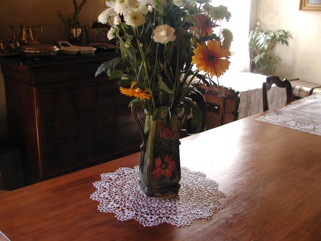 Charming and large edging crochet lace doily or table centre.