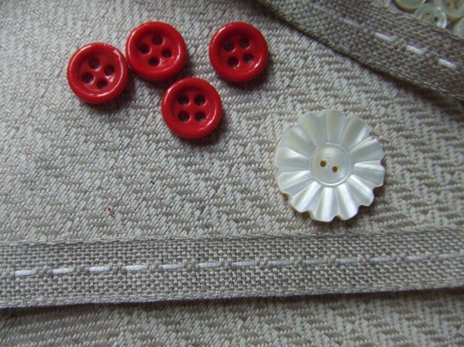 Adorable ruban en lin tissé naturel avec couture au milieu blanche(12mm)