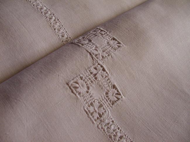 Beautiful sheet with lots of drawn threadworks and monogram CR