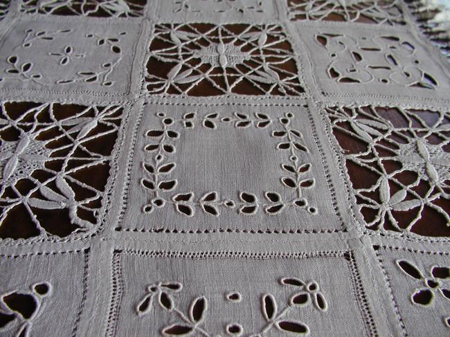 Superb trolley mat in Richelieu and Cluny lace 1890