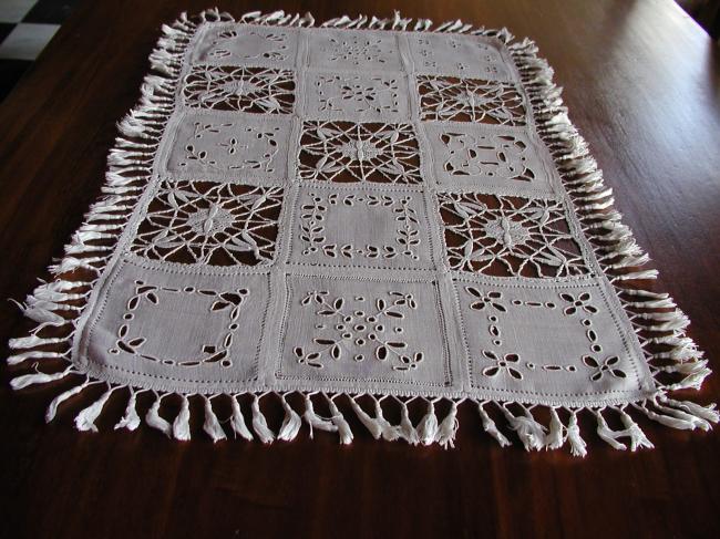Superb trolley mat in Richelieu and Cluny lace 1890