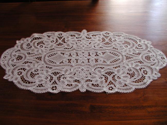 Superb table runner made of Luxeuil embroidery