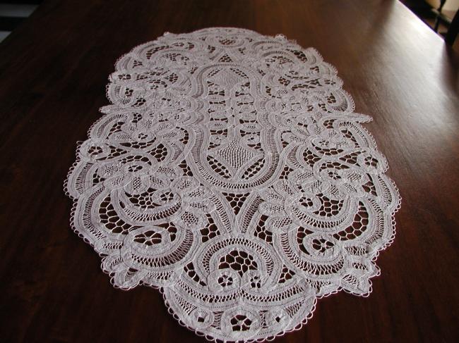 Superb table runner made of Luxeuil embroidery