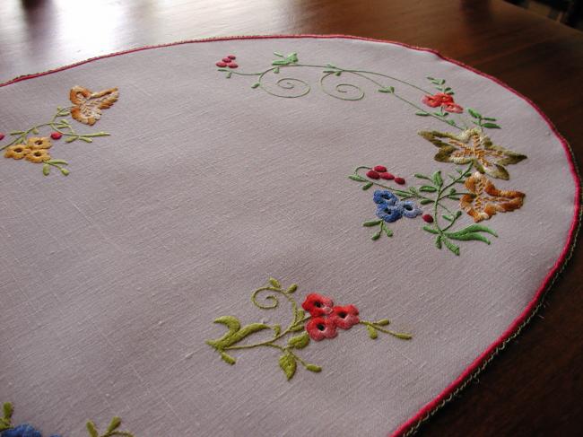 Gorgeous embroidered spring flowers table runner