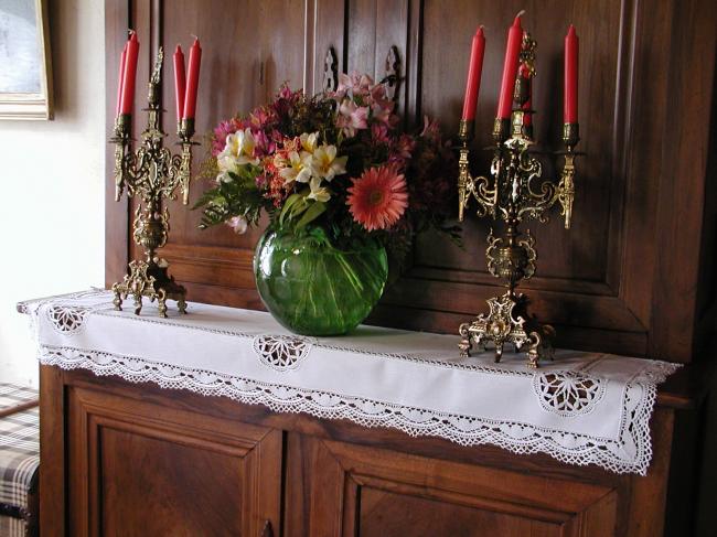 Lovely mantelpiece top with inserts of lace