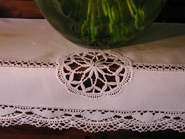Lovely mantelpiece top with inserts of lace