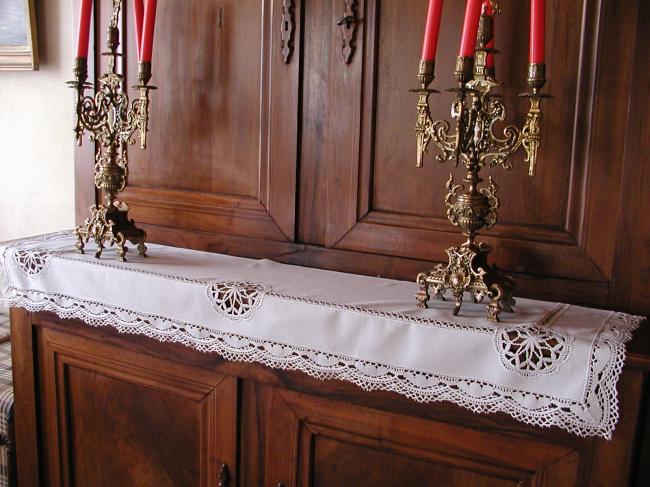 Lovely mantelpiece top with inserts of lace