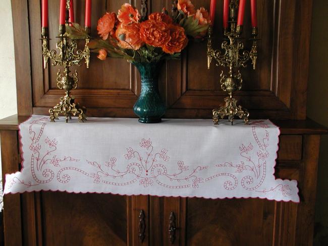 Gorgeous white and red  embroidered chest cover