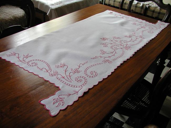 Gorgeous white and red  embroidered chest cover