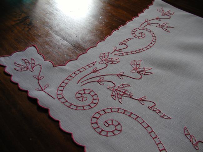 Gorgeous white and red  embroidered chest cover