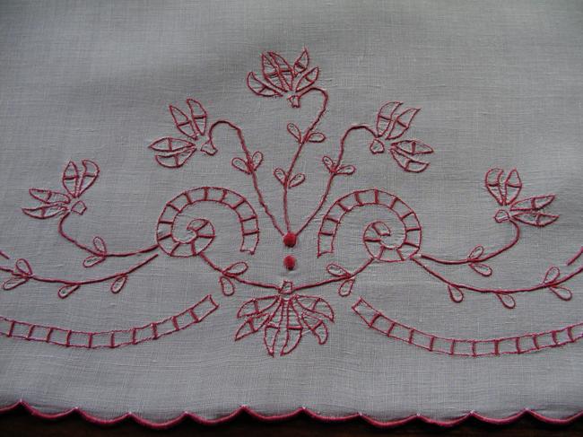 Gorgeous white and red  embroidered chest cover