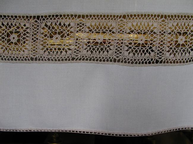 Really pretty tablecloth with inserts of crochet lace