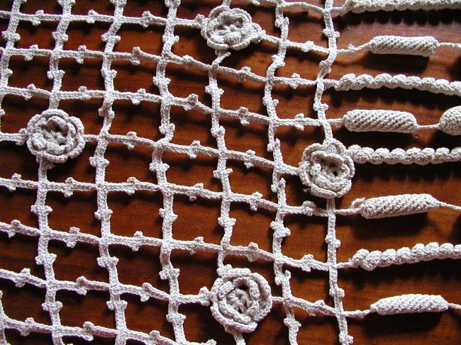 Lovely crochet d'art lace table runner with lots of tassels