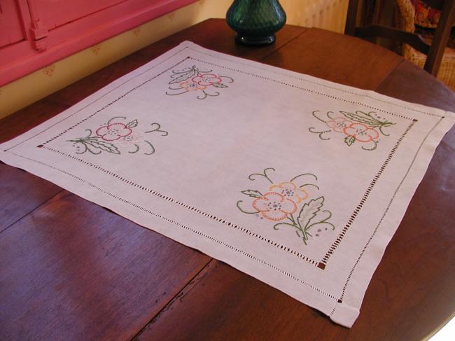 Lovely trolley embroidered runner with drawnthread works
