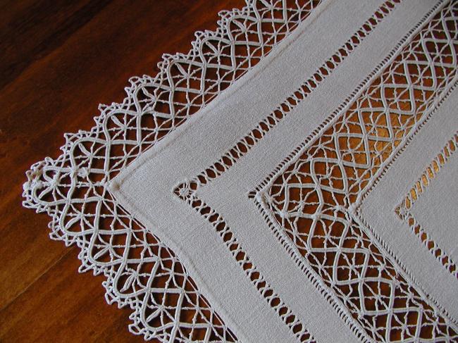 Stunning Reticella lace and drawn thread works table runner