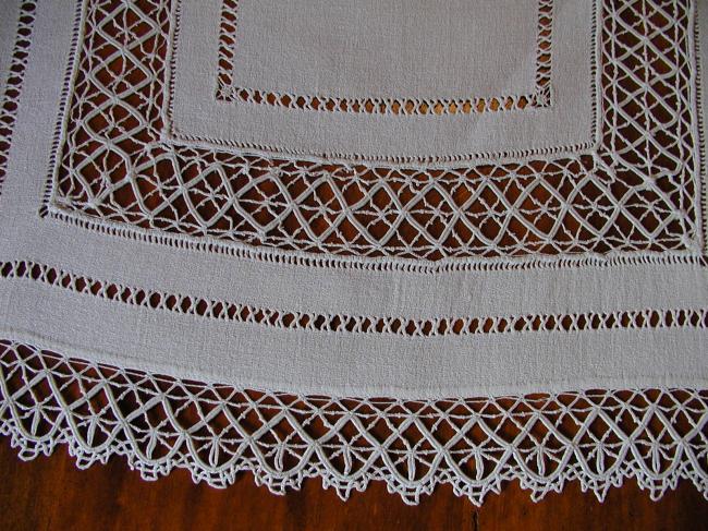 Stunning Reticella lace and drawn thread works table runner