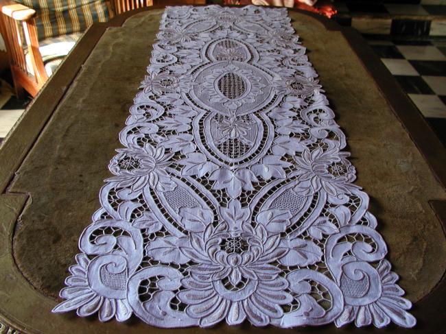 Stunning table runner in rich Madeira embroidery