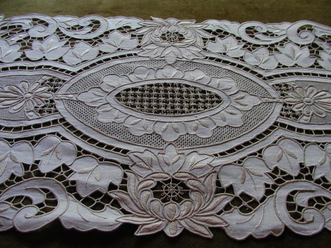 Stunning table runner in rich Madeira embroidery