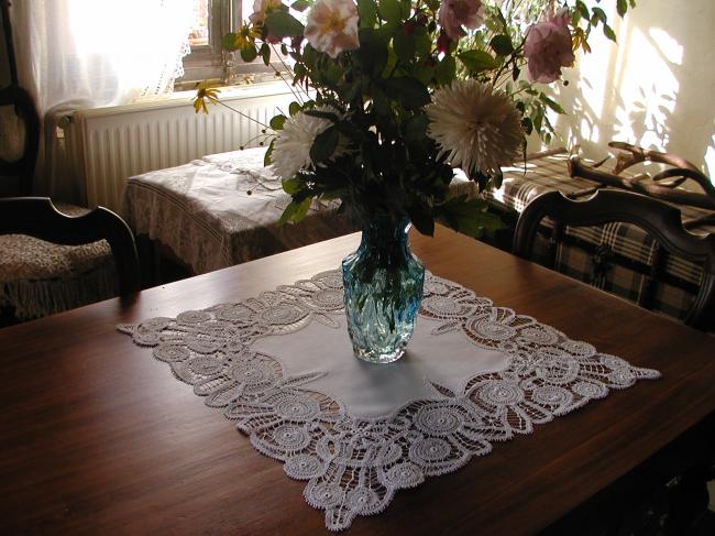 Spectacular Battenburg tape lace table centre