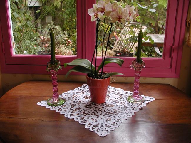 Charming squared table centre in Battenburg tape lace.