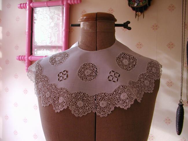 Spectacular irish guipure lace and broderie anglaise collar for little girl