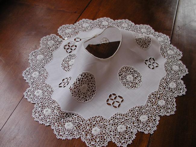 Spectacular irish guipure lace and broderie anglaise collar for little girl
