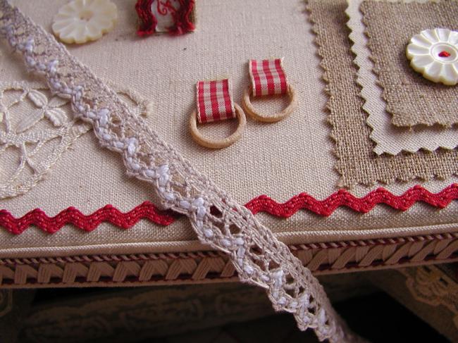 Adorable dentelle à feston en lin naturel et coton blanc (15mm)