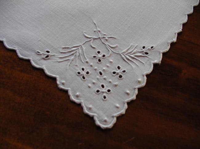 Charming white and open work handkerchief