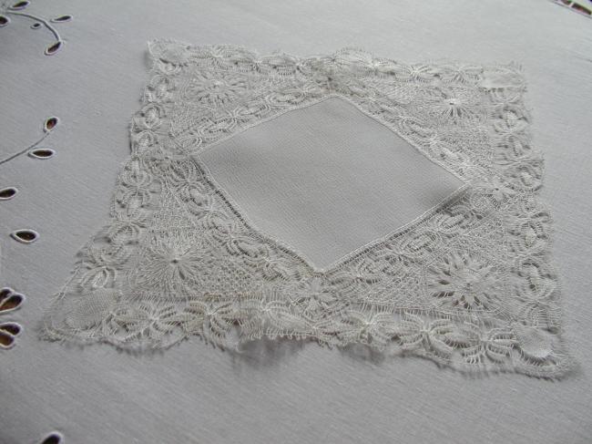Exceptional Nanduti lace pocket handkerchief